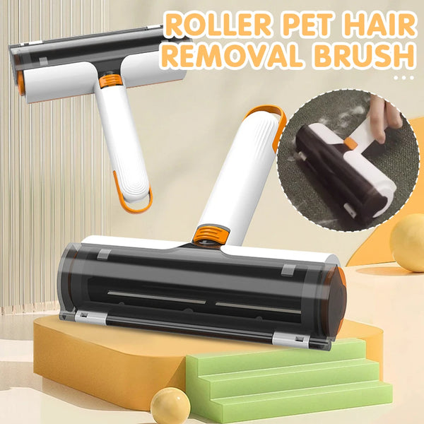 Reusable pet hair removal roller